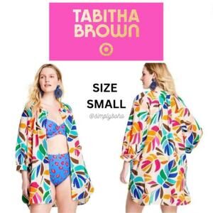 NEW - Tabitha Brown / Target Botanical Print Cover Up Shirt Dress Women’s  XS